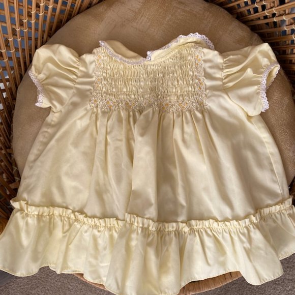 Yellow pastel vintage 1980 spring dress for infant - Picture 3 of 6